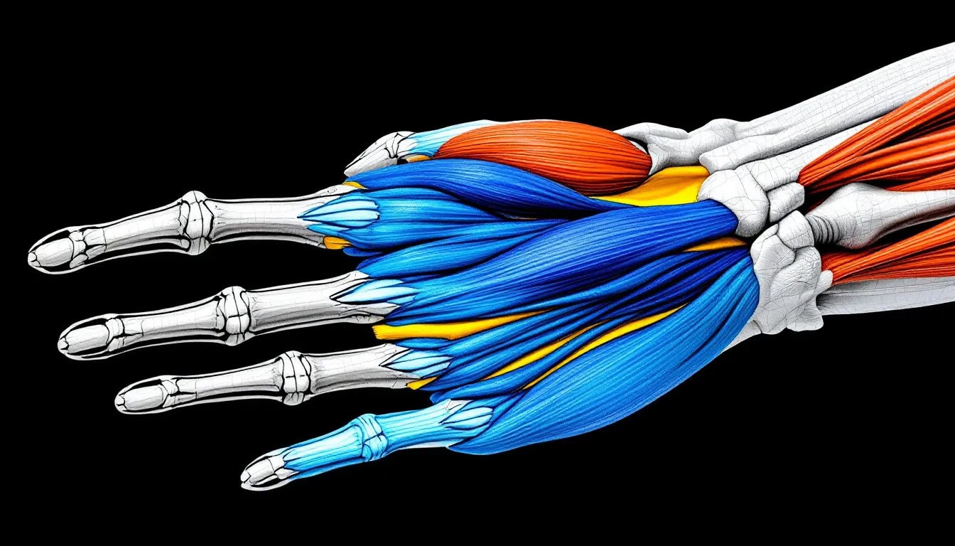 An illustration showing the anatomy of the flexor digitorum profundus muscle.