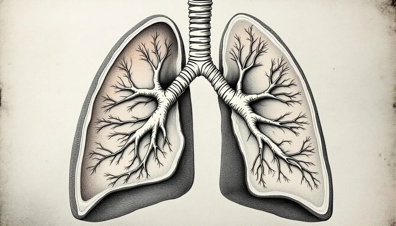 An illustration of lung anatomy showing the left lung and right lung.